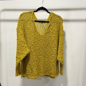 Free People Mustard green V-Neck Sweater